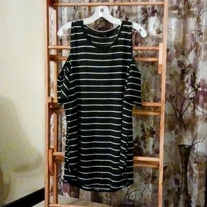 Black and White Top with Shoulder Cut Outs